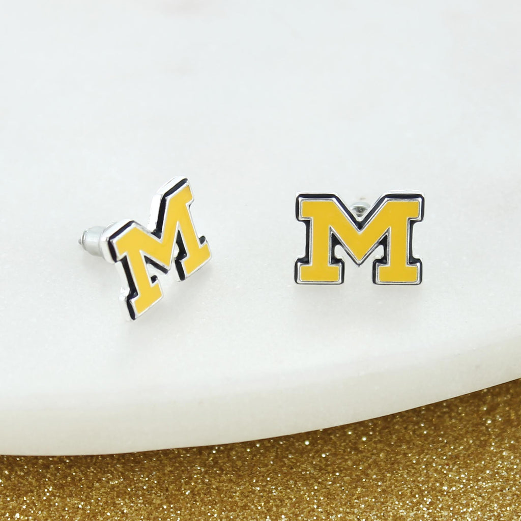 Michigan Enamel Logo Stud Earrings