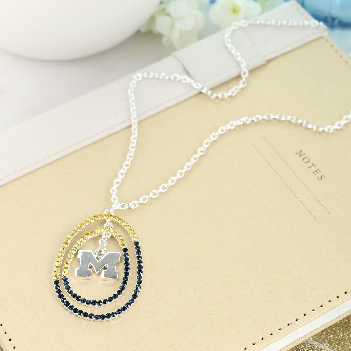 34" Michigan Crystal Loop Necklace