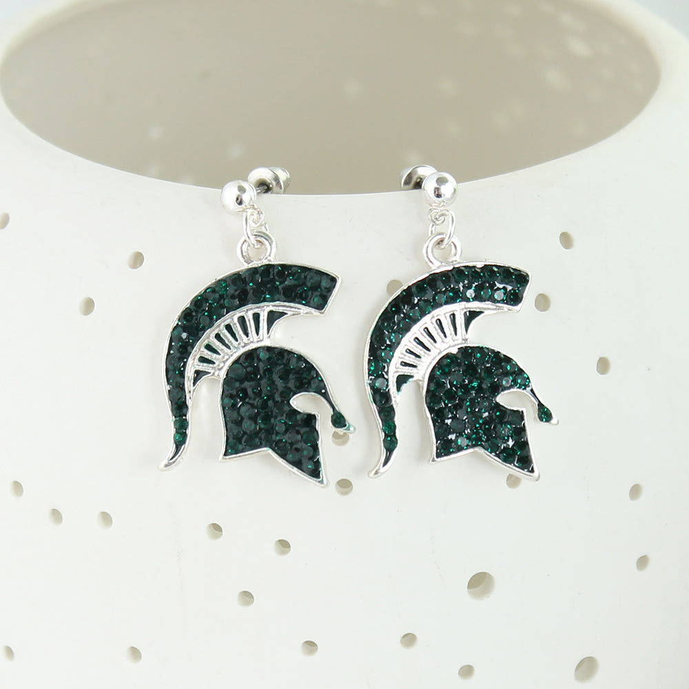 Michigan State Crystal Logo Earrings