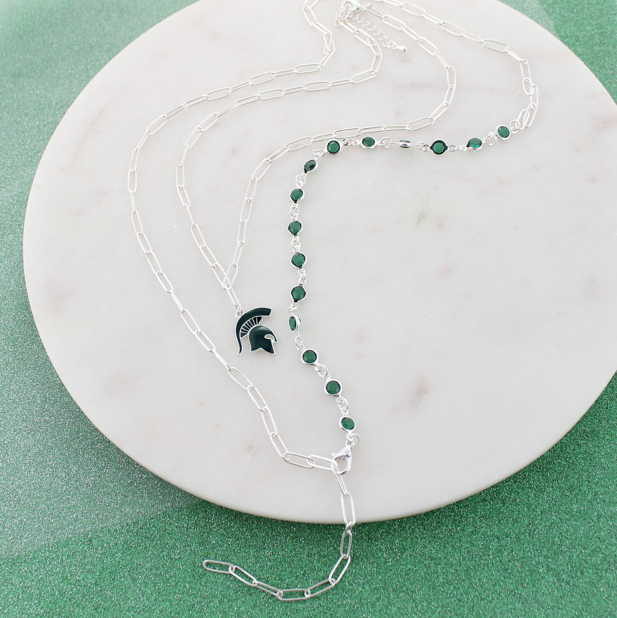 18 - 32” Michigan State Paperclip Chain & Enamel Logo Necklace Set