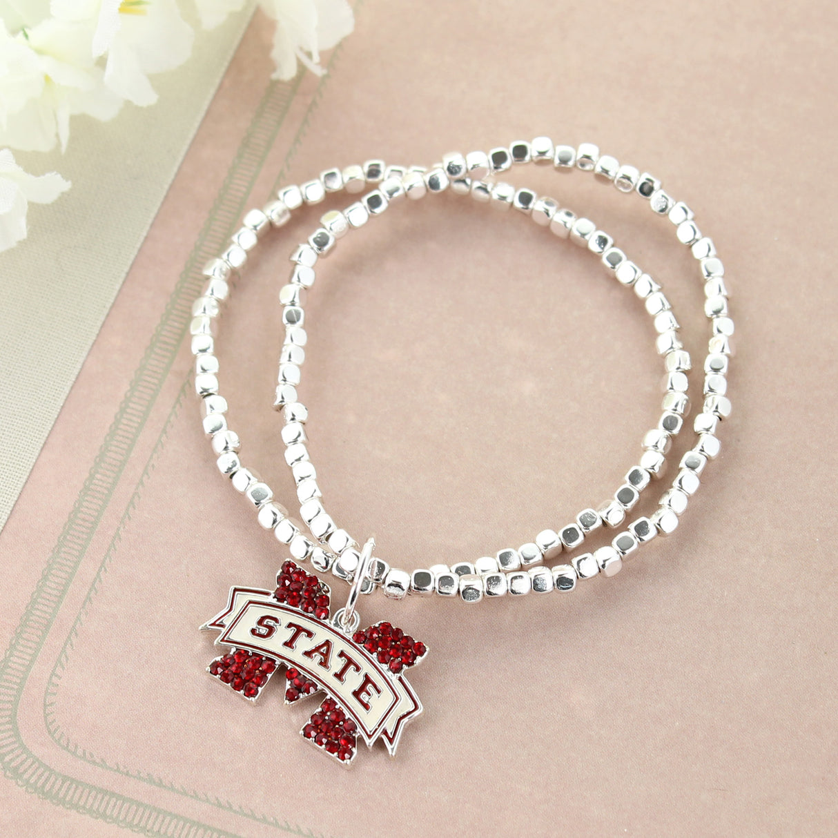 Mississippi State Crystal Logo Stretch Bracelet