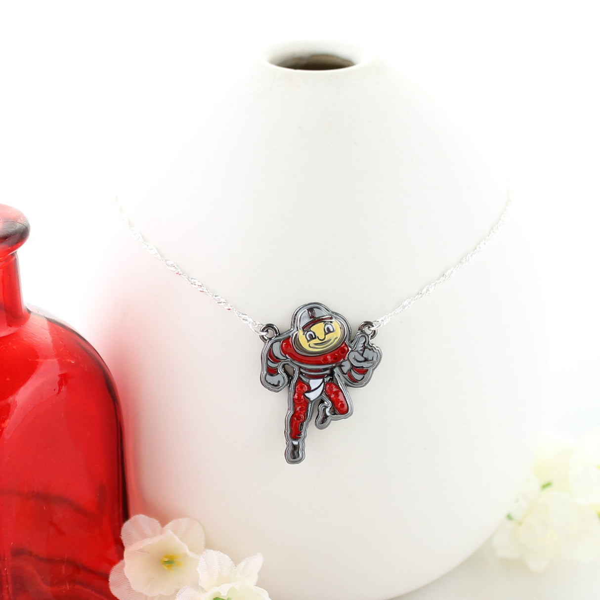Ohio State “Brutus” Crystal Logo Necklace