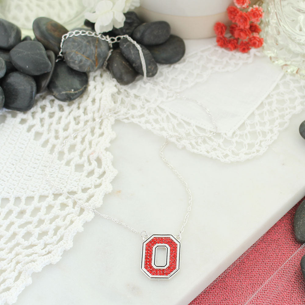 Ohio State Crystal Logo Necklace