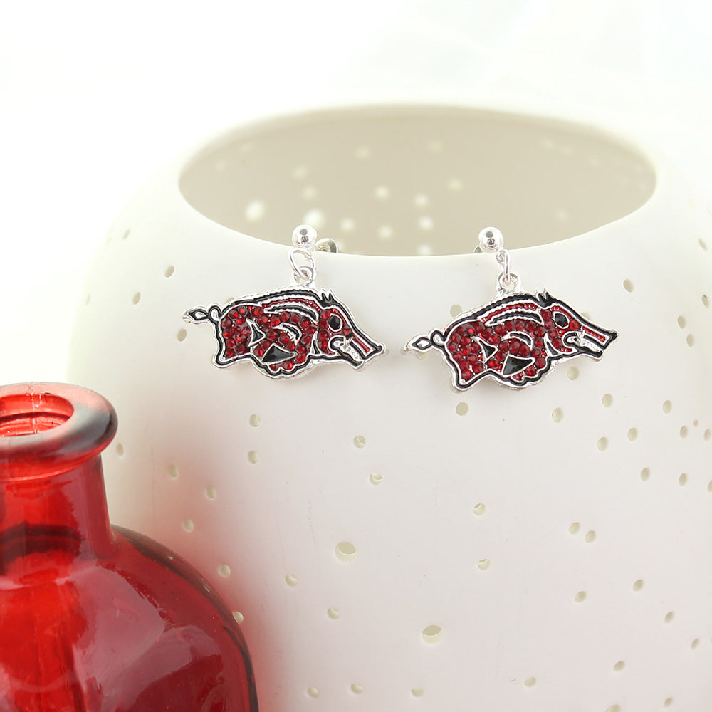Arkansas Crystal Logo Earrings