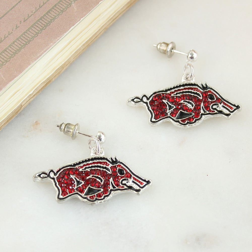 Arkansas Crystal Logo Earrings