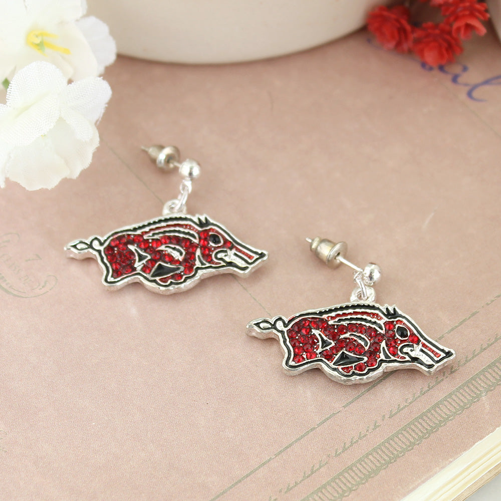 Arkansas Crystal Logo Earrings
