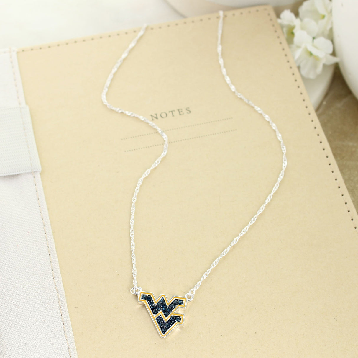 West Virginia Crystal Logo Necklace