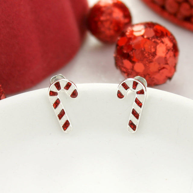 Christmas Candy Cane Stud Earrings