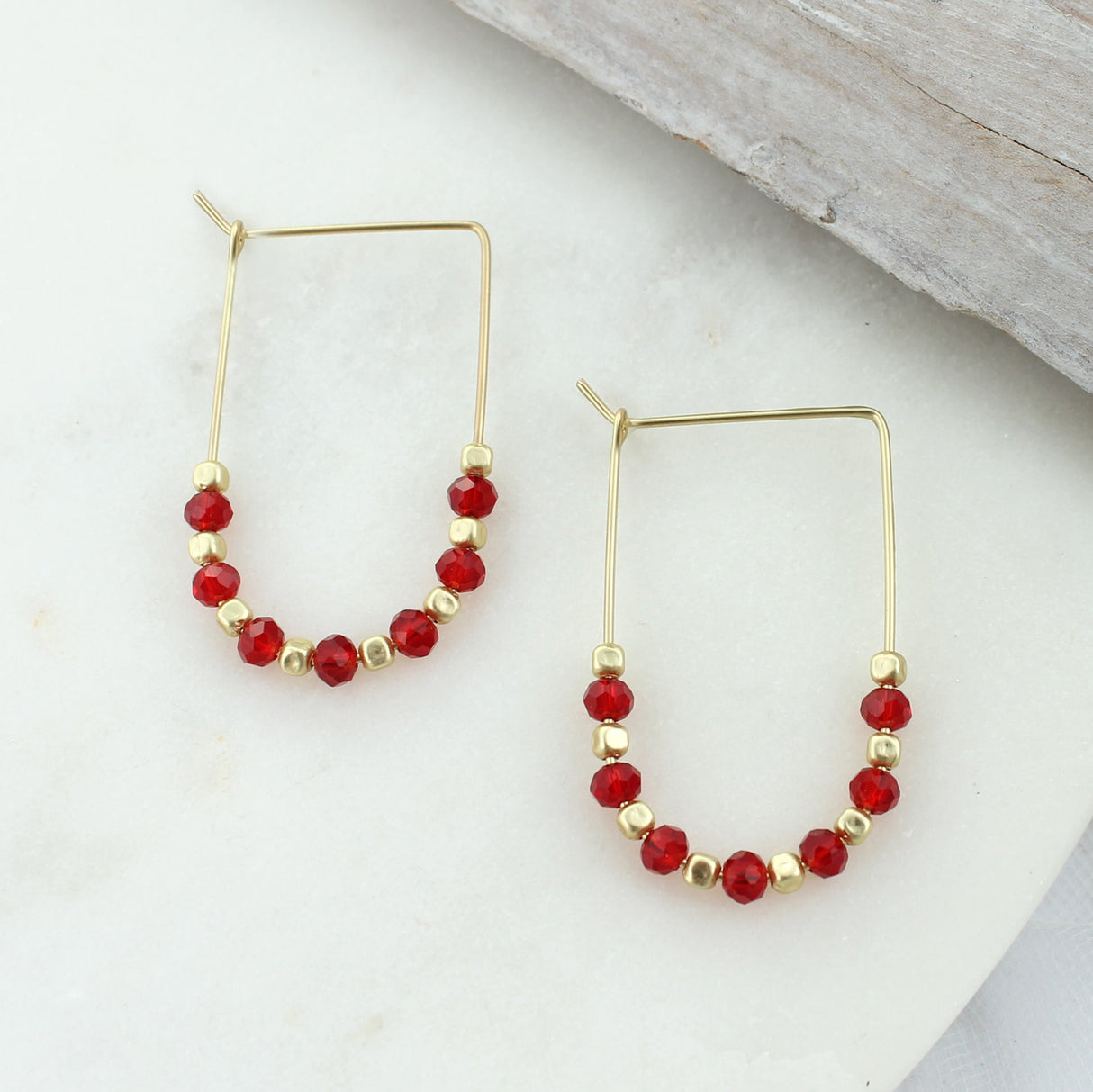 Crimson & Gold Gameday Beaded Hoop Earrings