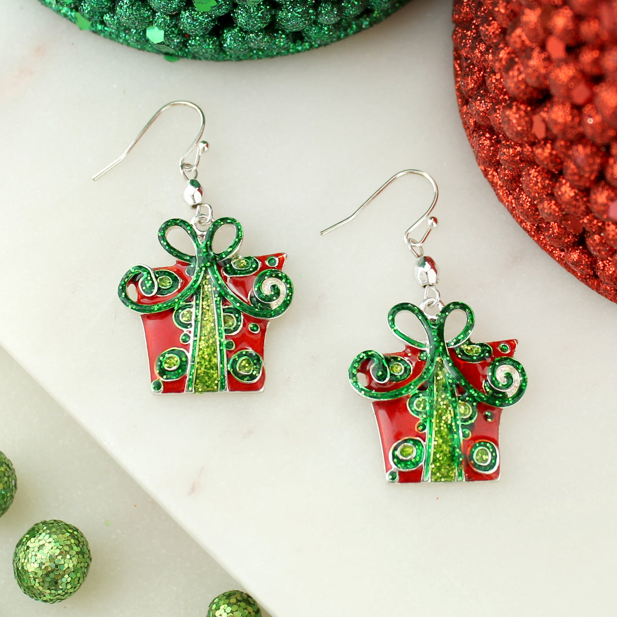 Whimsical Christmas Package Earrings