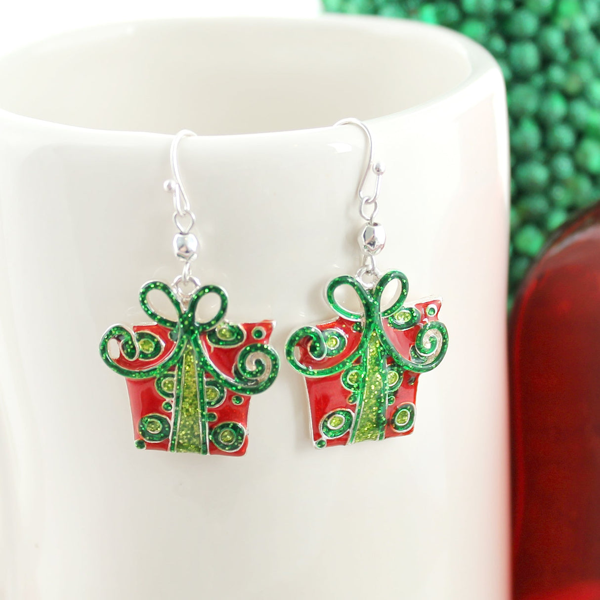 Whimsical Christmas Package Earrings