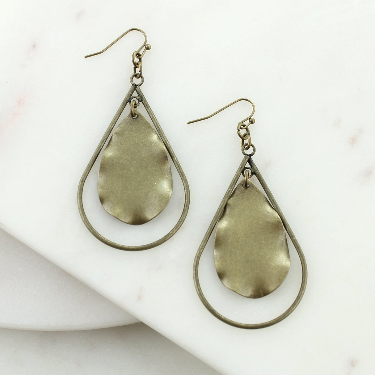 Vintage Finish Teardrop Earrings