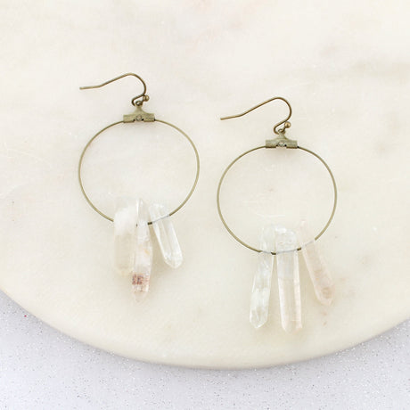 Rough Cut Crystal Loop Earrings