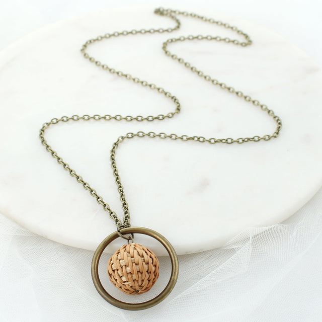 36” Wicker Ball Loop Necklace
