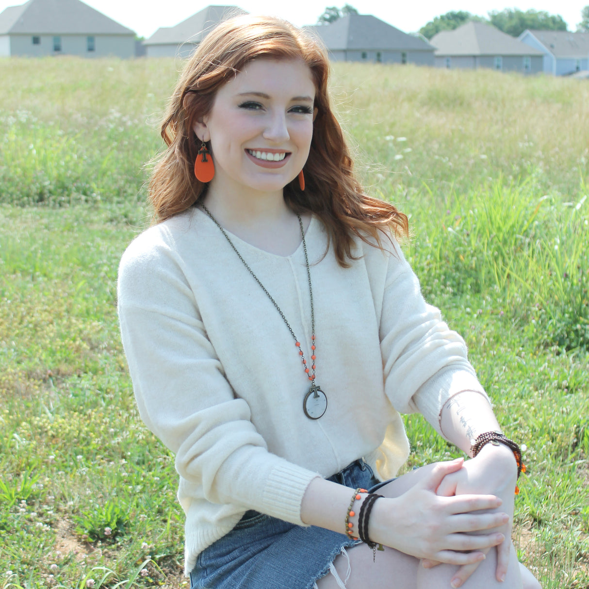 Tennessee Vintage Style Logo Leather Teardrop Earrings