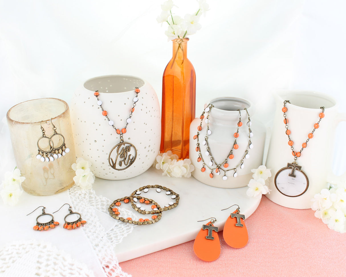 Tennessee Vintage Style Logo Leather Teardrop Earrings