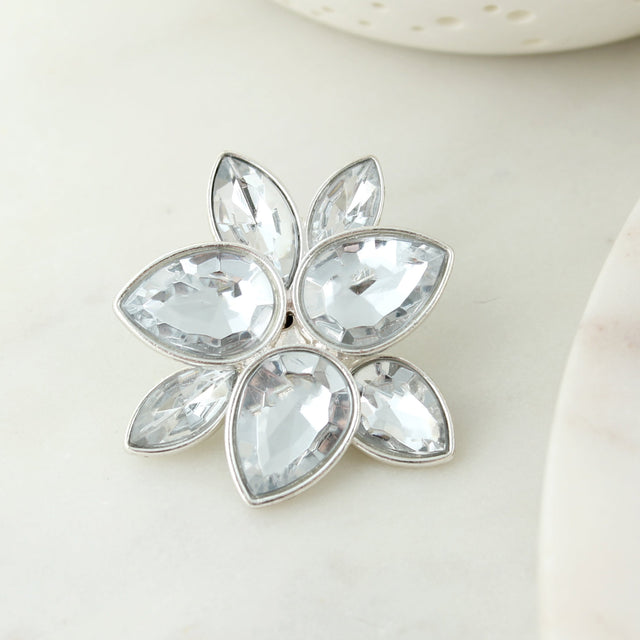 Silver & Crystal Flower Pendant