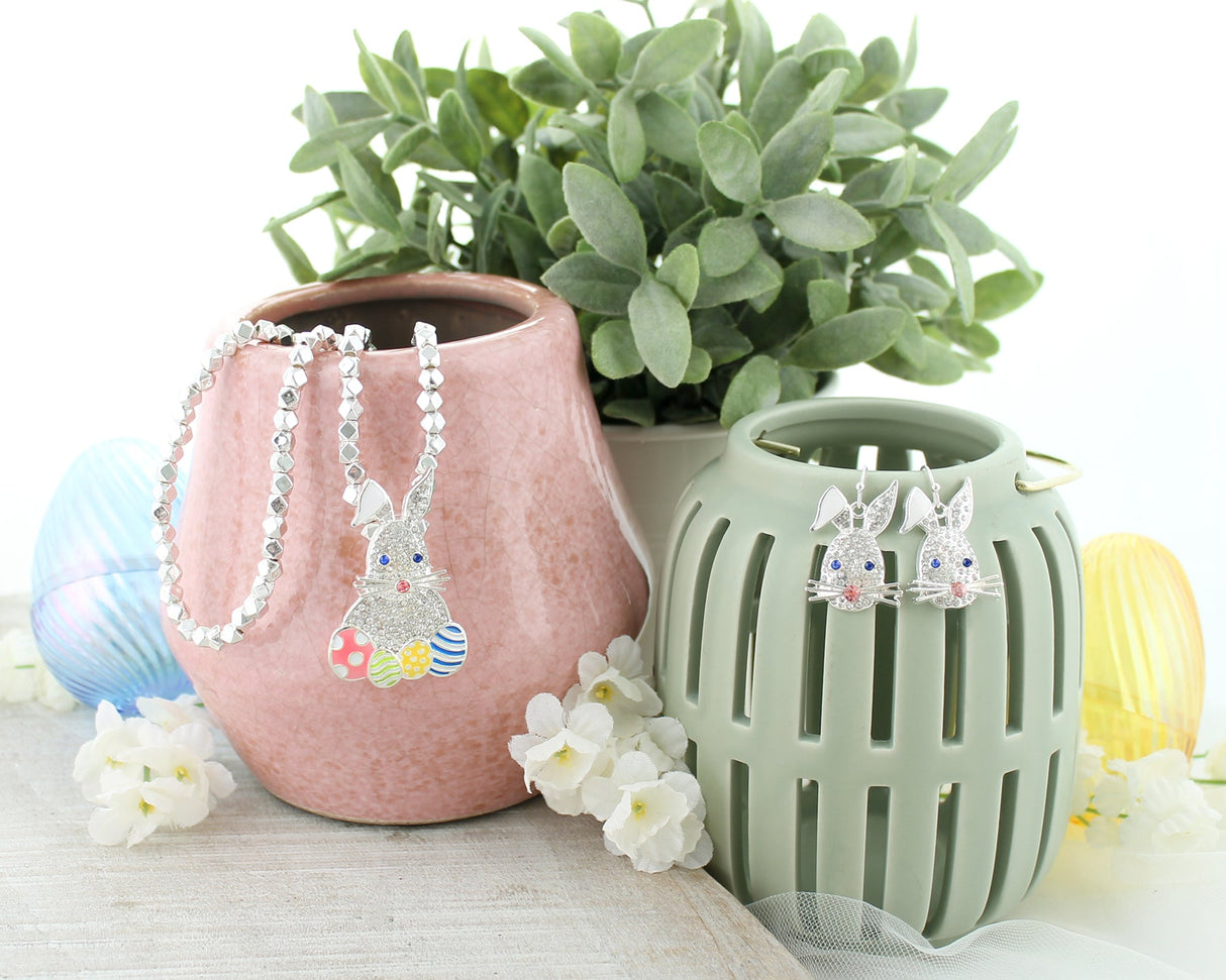 Crystal Easter Bunny Face Earrings