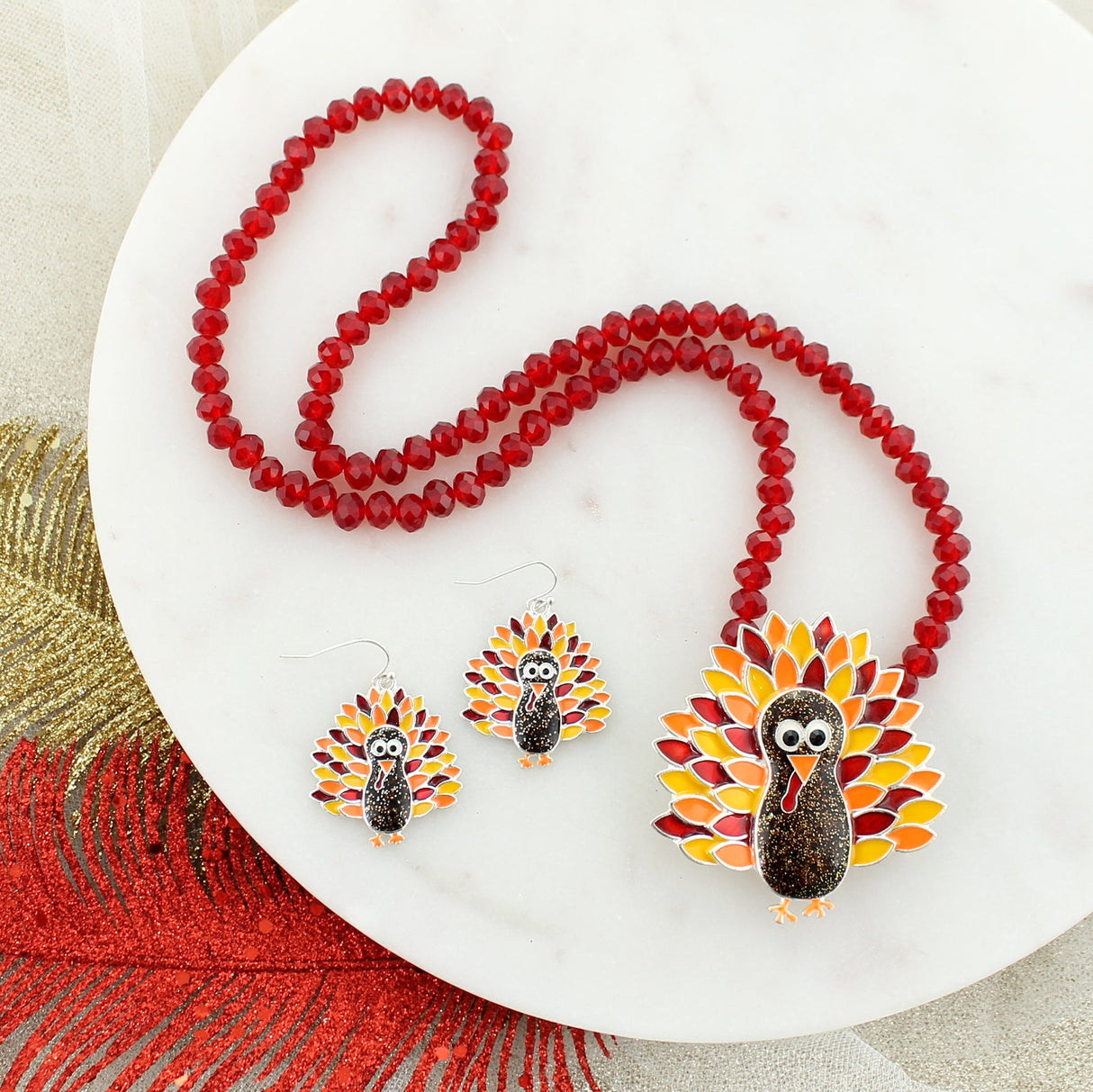 Enamel Turkey Thanksgiving Pin/Pendant