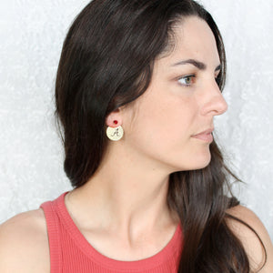 Michigan Logo Gold Disc Earring Jacket