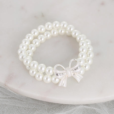Crystal Bow & Pearl Stretch Bracelet