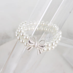 Crystal Bow & Pearl Stretch Bracelet