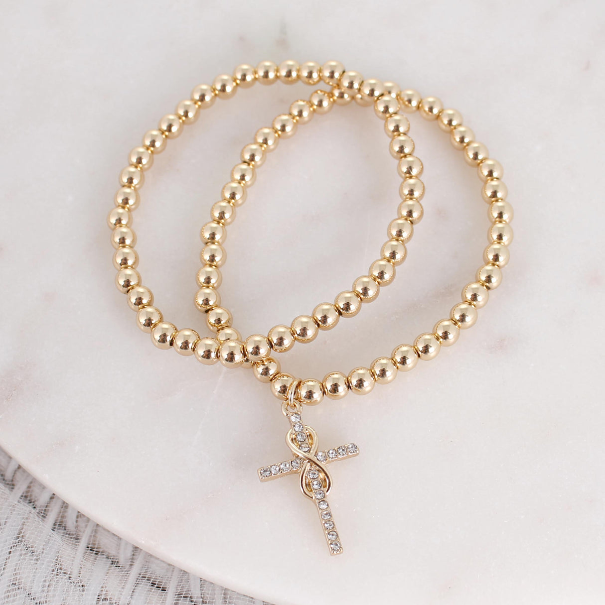Crystal Infinity Cross Stretch Bracelet