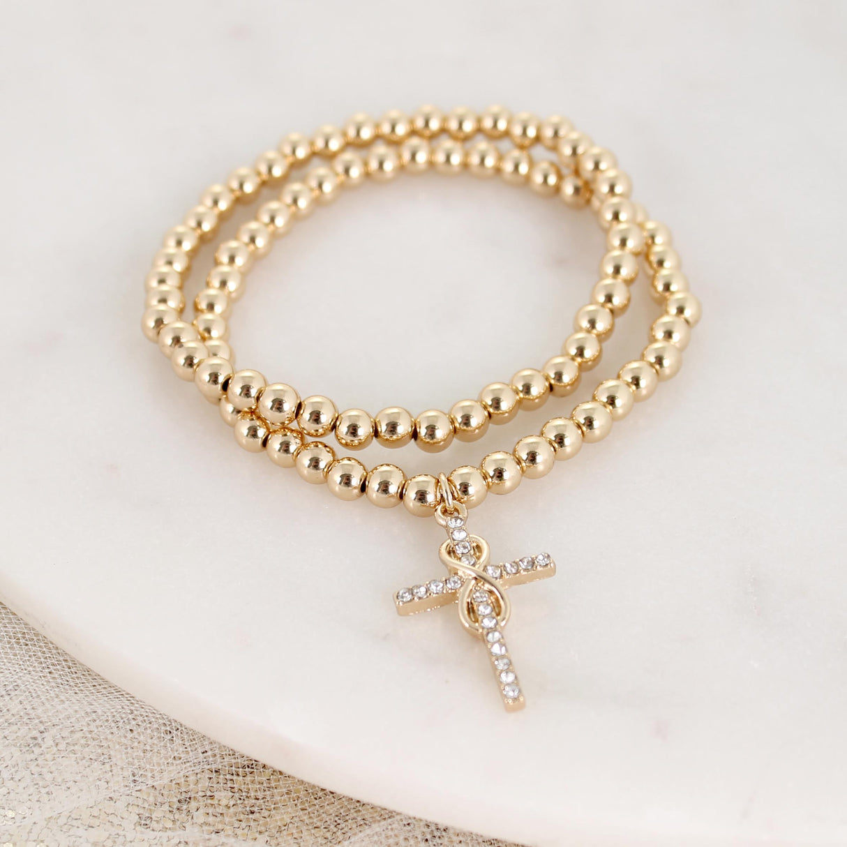 Crystal Infinity Cross Stretch Bracelet