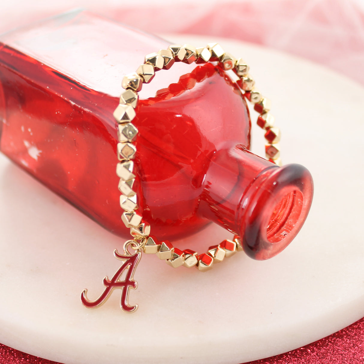 Alabama Gold Stretch Bracelet w/Enamel Logo 