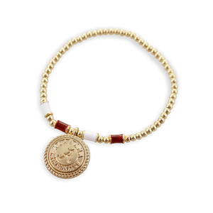 Alabama Gold & Tube Bead Stretch Bracelet