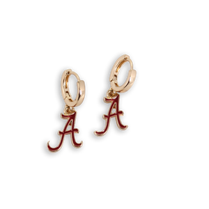 Alabama Huggie Hoop Earrings w/ Enamel Logo