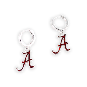 Alabama Glitter Enamel Logo Huggie Hoop Earrings