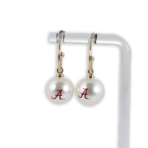 Alabama Logo Pearl Hoop Earrings