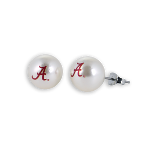 Alabama Logo Pearl Stud Earrings