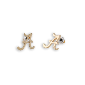 Alabama Shiny Gold Logo Stud Earrings