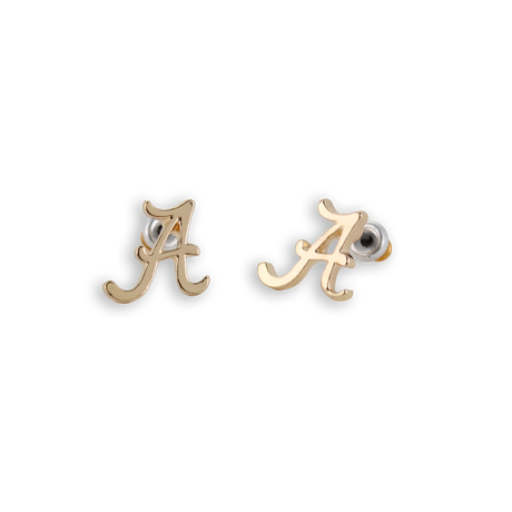 Alabama Shiny Gold Logo Stud Earrings