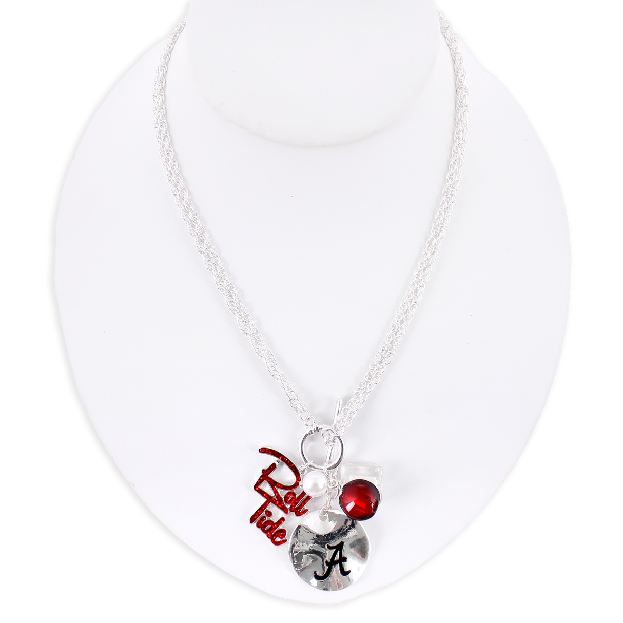 18 - 36” Alabama Logo Disc & Slogan Cluster Convertible Necklace