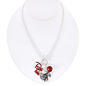 18 - 36” Alabama Logo Disc & Slogan Cluster Convertible Necklace