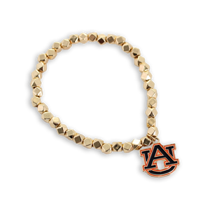 Auburn Gold Stretch Bracelet w/Enamel Logo