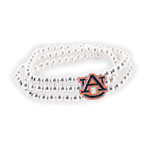 Auburn Glitter Enamel Logo Stretch Bracelet Set
