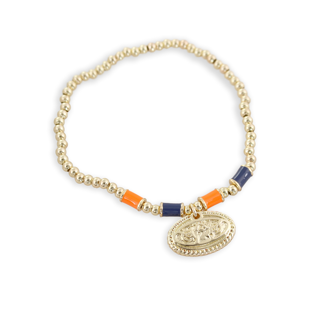 Auburn Gold & Tube Bead Stretch Bracelet
