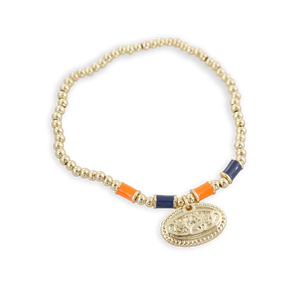 Auburn Gold & Tube Bead Stretch Bracelet