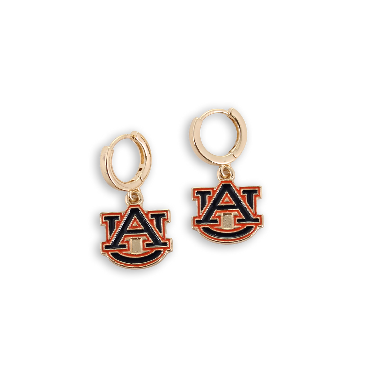 Auburn Huggie Hoop Earrings w/ Enamel Logo