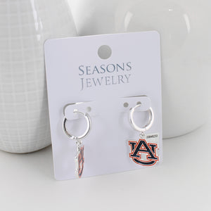 Auburn Glitter Enamel Logo Huggie Hoop Earrings