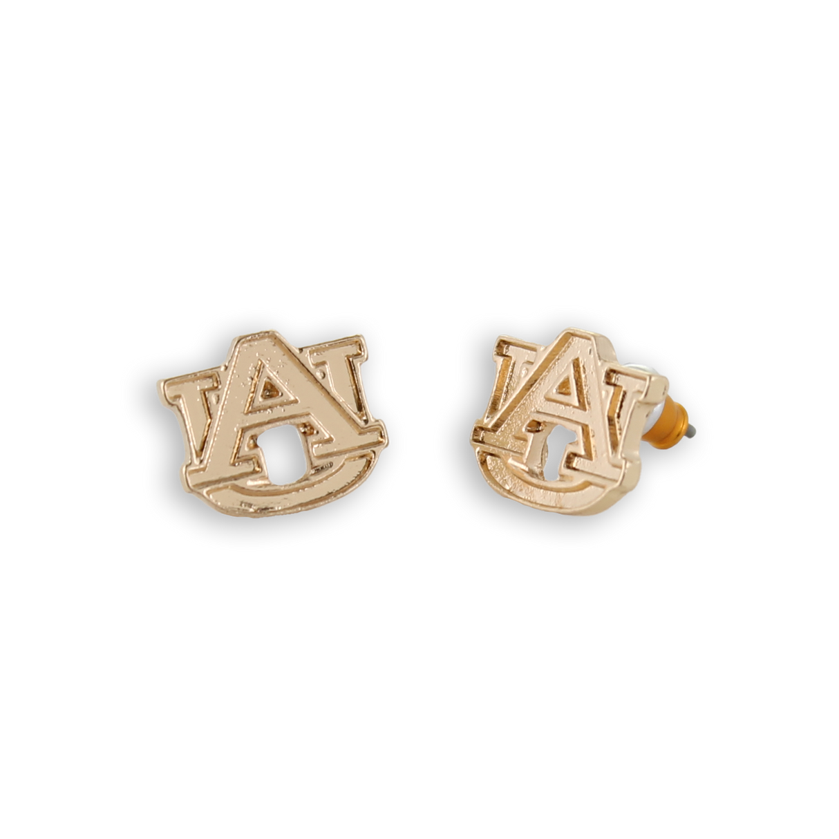 Auburn Shiny Gold Logo Stud Earrings