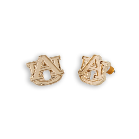 Auburn Shiny Gold Logo Stud Earrings