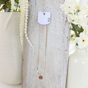 18” Auburn Gold & Enamel Logo Necklace