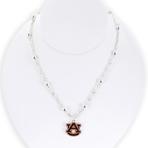 Auburn Glitter Enamel Logo Necklace