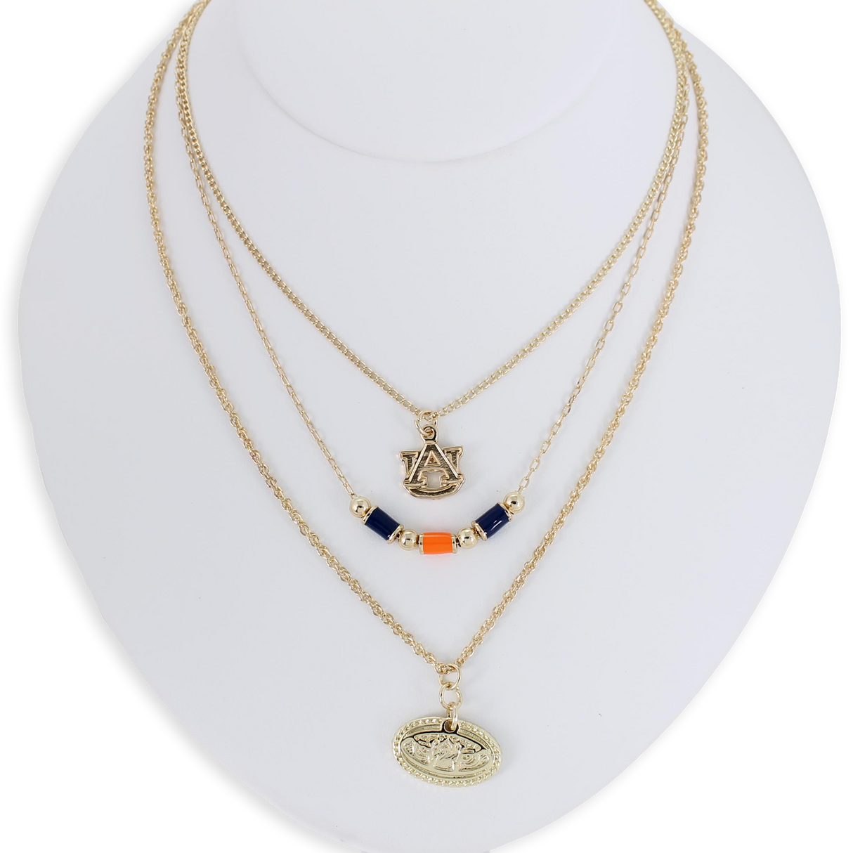 Auburn Gold & Tube Bead Trio Necklace Set