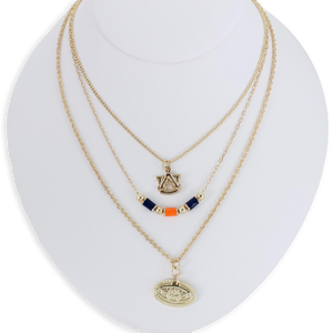 Auburn Gold & Tube Bead Trio Necklace Set